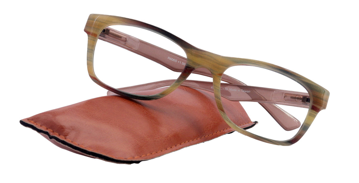 Kelly, (Premium) Reading Glasses High End Readers +1.25 to +4 Magnifying (Brown ) Square. Optical Frames, NY Fifth Avenue. by NY Fifth Avenue