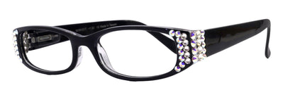 Elise, Bling Reading Glasses For Women W (Clear)Genuine European Crystals rectangular (Black) +1.25 ..+3, NY Fifth Avenue. by NY Fifth Avenue