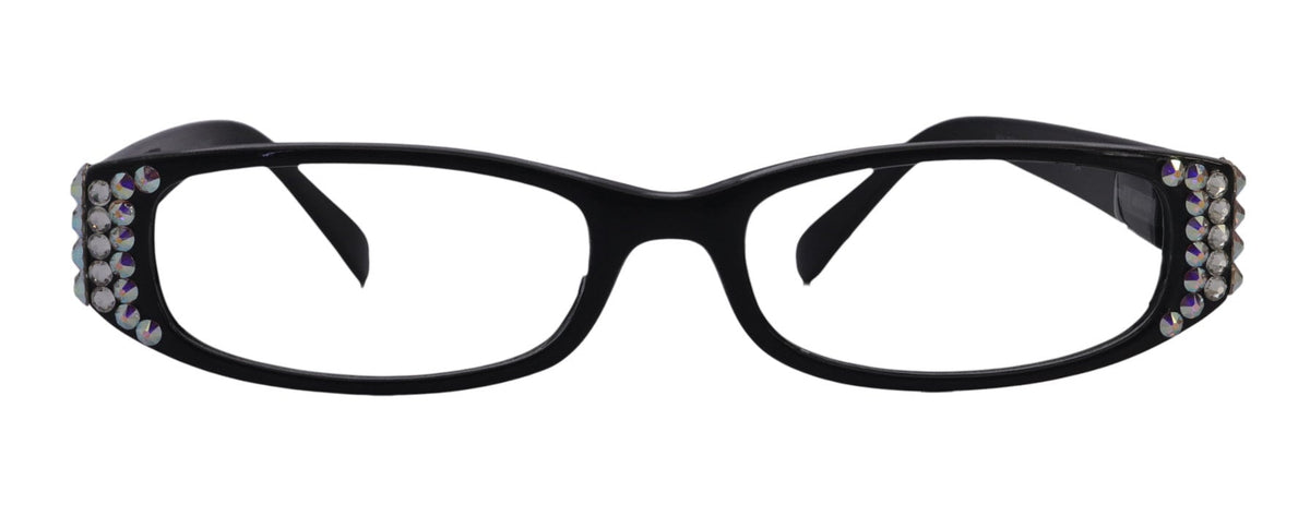 Elise, Bling Reading Glasses For Women W (Clear)Genuine European Crystals rectangular (Black) +1.25 ..+3, NY Fifth Avenue. by NY Fifth Avenue