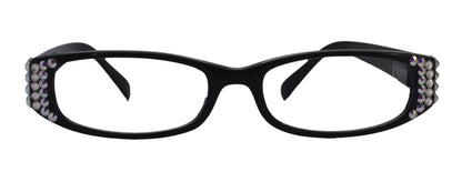 Elise, Bling Reading Glasses For Women W (Clear)Genuine European Crystals rectangular (Black) +1.25 ..+3, NY Fifth Avenue. by NY Fifth Avenue