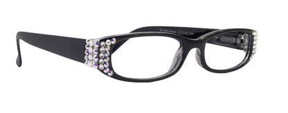 Elise, Bling Reading Glasses For Women W (Clear)Genuine European Crystals rectangular (Black) +1.25 ..+3, NY Fifth Avenue. by NY Fifth Avenue