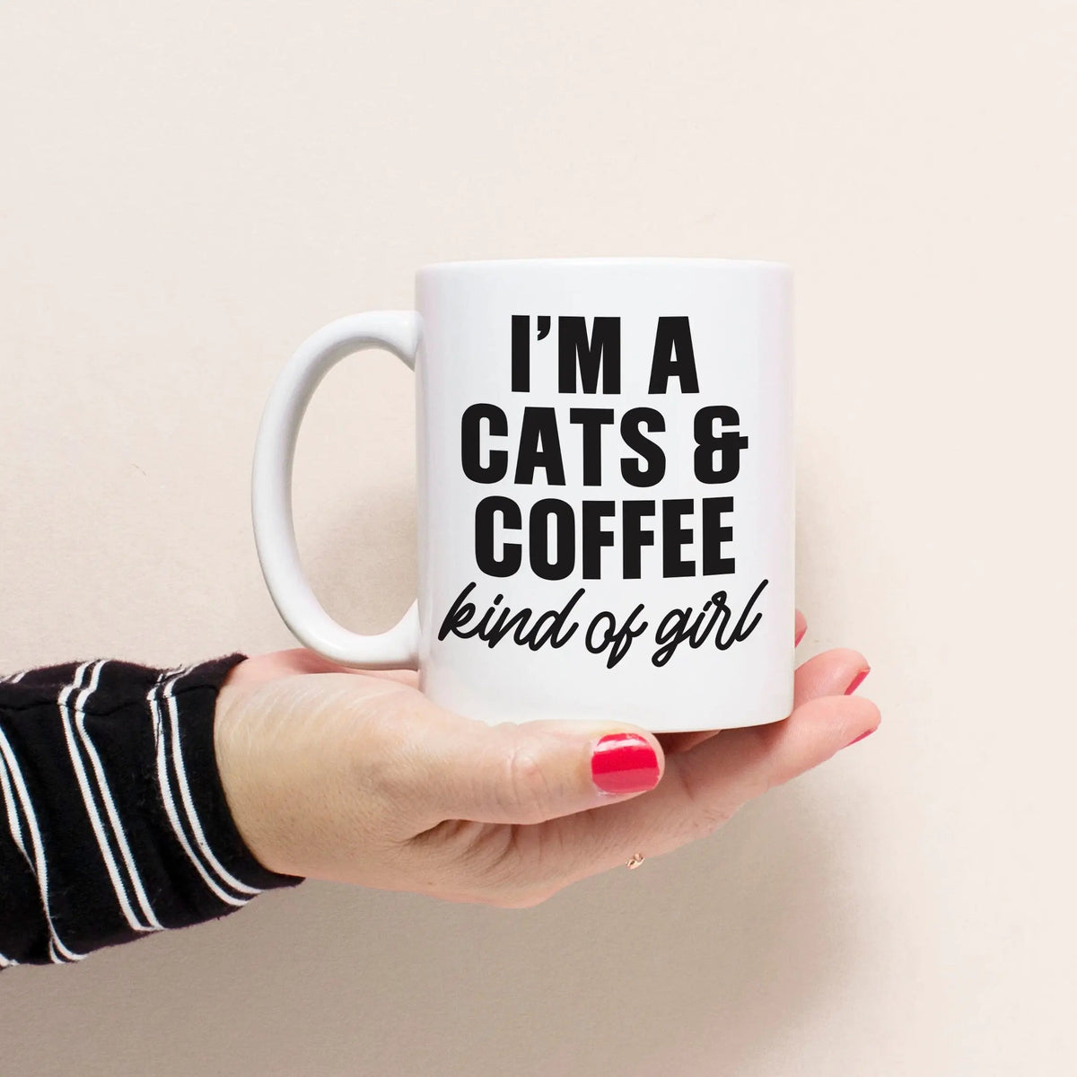 Cat Mug - cat coffee mug - I'm a Cats & Coffee Kinda Girl Ceramic Coffee Mug - cat lover gift for women - cat gift for cat lovers by Joyful Moose