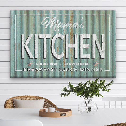 Personalized Antique Kitchen Signs - Vintage Rustic Metal Look Canvas Wall Decor by Off The Square Designs