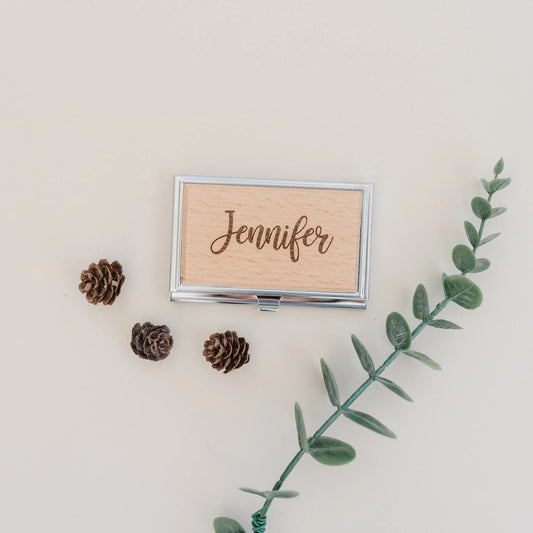 Personalized Business Card Holder - personalized gift - wood credit card holder - business card case - small business owner by Joyful Moose