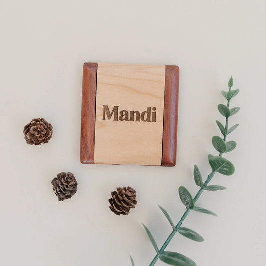 Wood Compact Mirror - Personalized mirror - personalized gift for her - hand held mirror - Wood Mirror - wooden mirror - custom gift for her by Joyful Moose