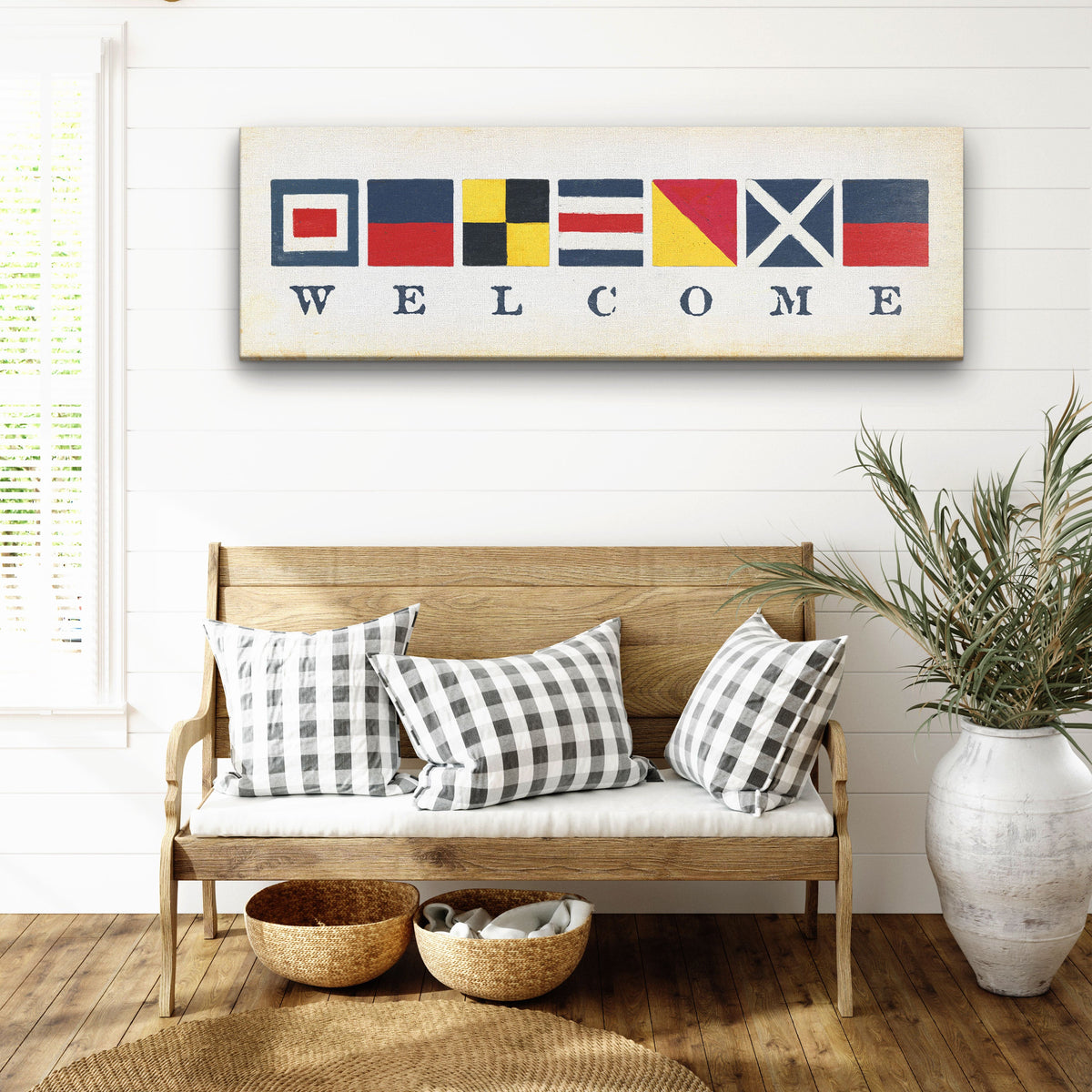 Nautical Welcome Flag Sign - Maritime Signal Flags - Coastal Wall Decor by Off The Square Designs