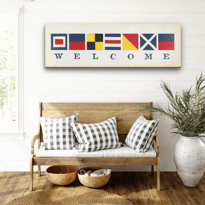 Nautical Welcome Flag Sign - Maritime Signal Flags - Coastal Wall Decor by Off The Square Designs