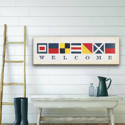 Nautical Welcome Flag Sign - Maritime Signal Flags - Coastal Wall Decor by Off The Square Designs