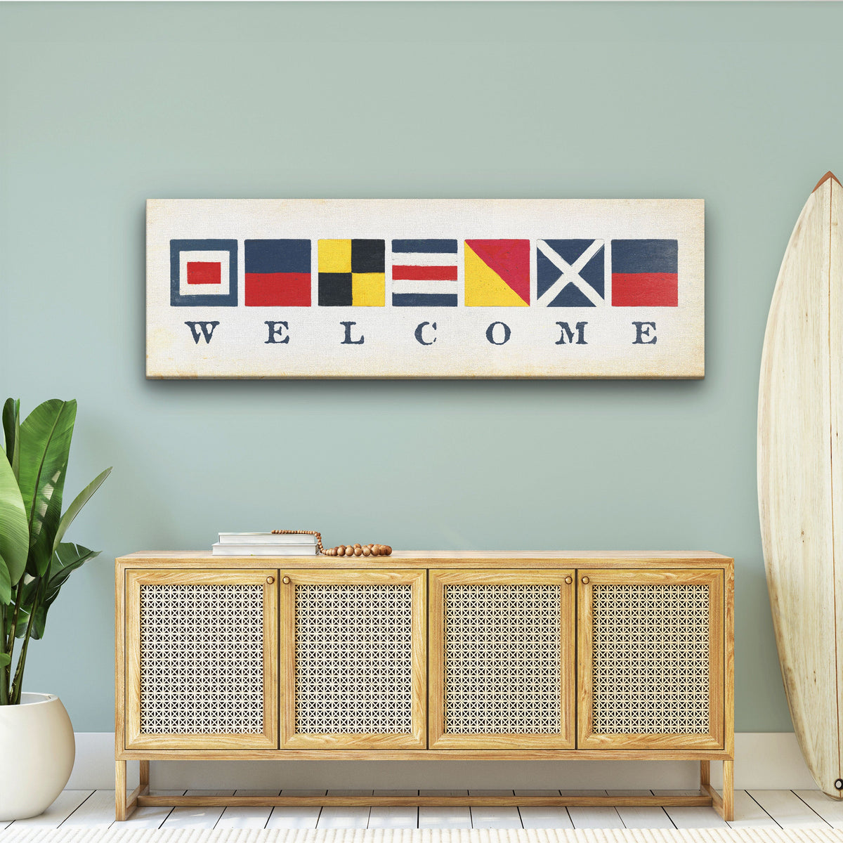 Nautical Welcome Flag Sign - Maritime Signal Flags - Coastal Wall Decor by Off The Square Designs