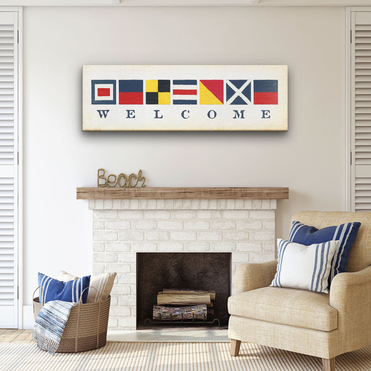 Nautical Welcome Flag Sign - Maritime Signal Flags - Coastal Wall Decor by Off The Square Designs