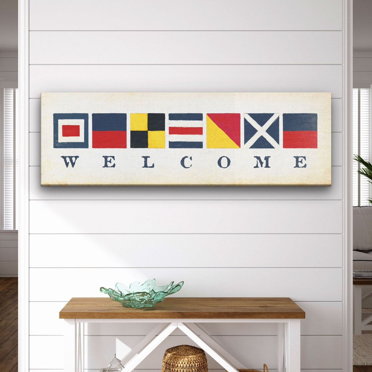 Nautical Welcome Flag Sign - Maritime Signal Flags - Coastal Wall Decor by Off The Square Designs