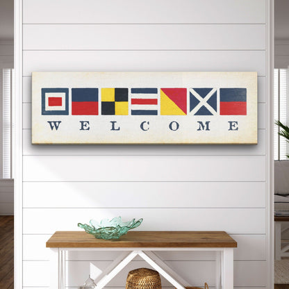 Nautical Welcome Flag Sign - Maritime Signal Flags - Coastal Wall Decor by Off The Square Designs