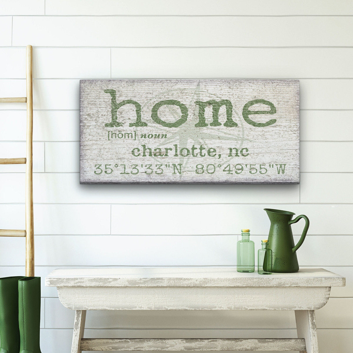 Personalized Home Compass Coordinates Canvas Wall Sign by Off The Square Designs