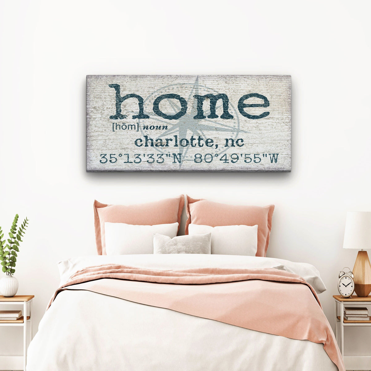 Personalized Home Compass Coordinates Canvas Wall Sign by Off The Square Designs