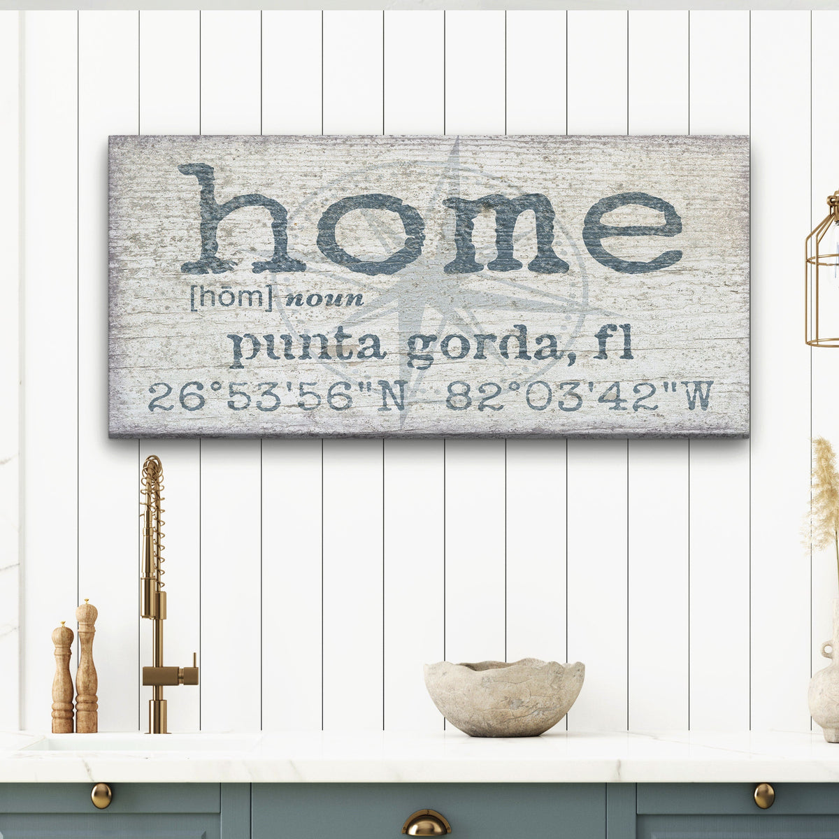 Personalized Home Compass Coordinates Canvas Wall Sign by Off The Square Designs
