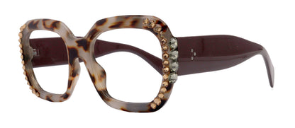 Larissa Oversized Bling Reading Glasses, Brown, Large Frame, High-End Readers, Bifocal, Sun readers, Trendy Style, NY Fifth Avenue by NY Fifth Avenue