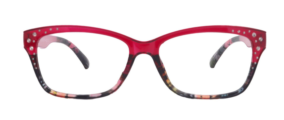 Miriam (Premium) Reading Glasses, High End Readers, Magnifying Glasses (Square) Women Rhinestone bling (Dark Pink) NY Fifth Avenue by NY Fifth Avenue
