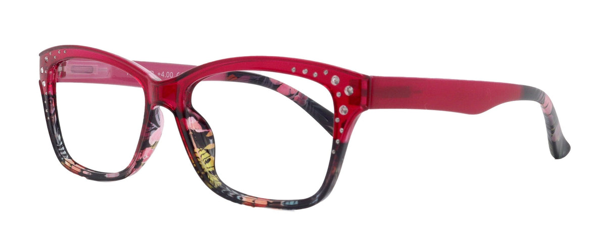 Miriam (Premium) Reading Glasses, High End Readers, Magnifying Glasses (Square) Women Rhinestone bling (Dark Pink) NY Fifth Avenue by NY Fifth Avenue