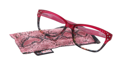 Miriam (Premium) Reading Glasses, High End Readers, Magnifying Glasses (Square) Women Rhinestone bling (Dark Pink) NY Fifth Avenue by NY Fifth Avenue