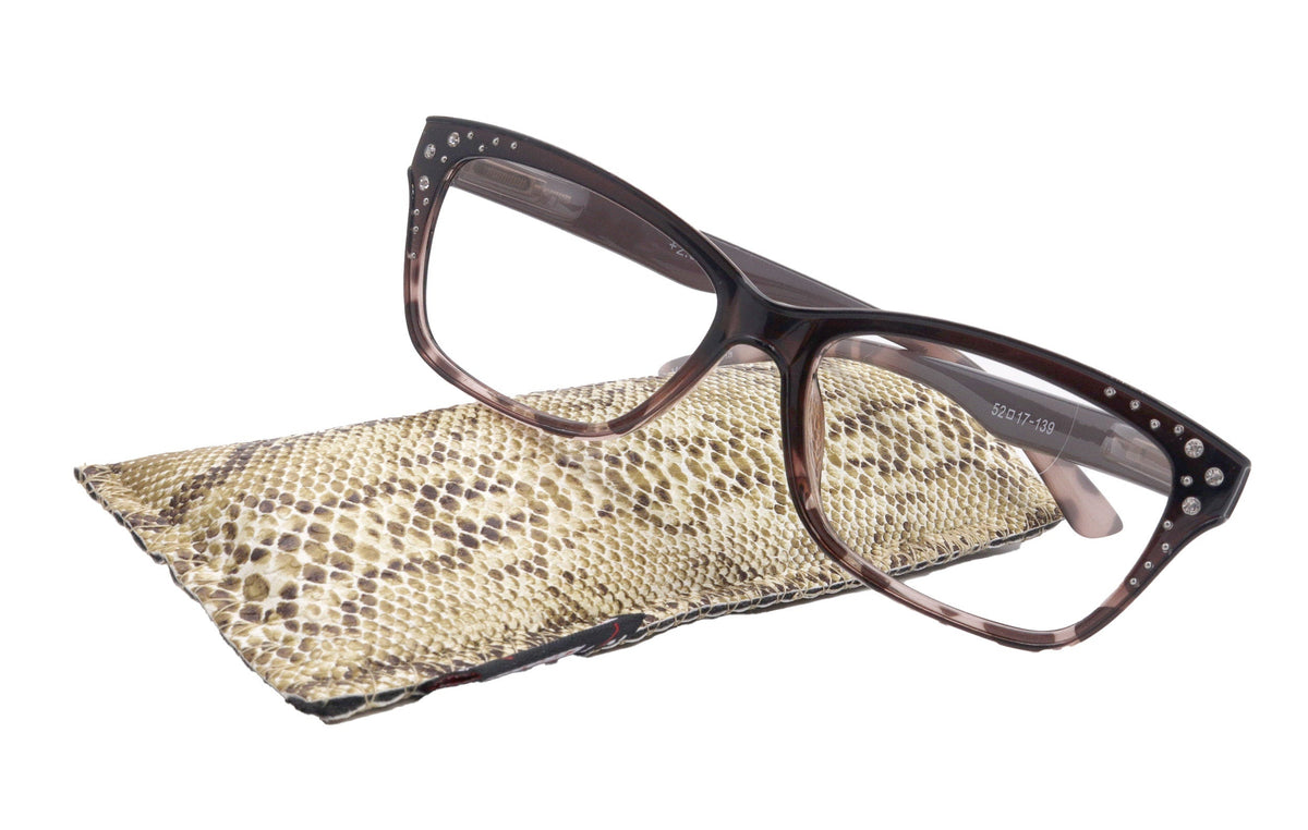 Miriam (Premium) Reading Glasses, High End Readers, Magnifying Glasses (Square) Women Rhinestone bling (Brown) NY Fifth Avenue by NY Fifth Avenue