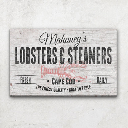 Personalized Lobster & Steamers Restaurant Canvas Sign by Off The Square Designs