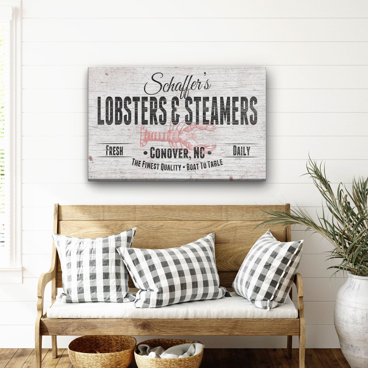 Personalized Lobster & Steamers Restaurant Canvas Sign by Off The Square Designs