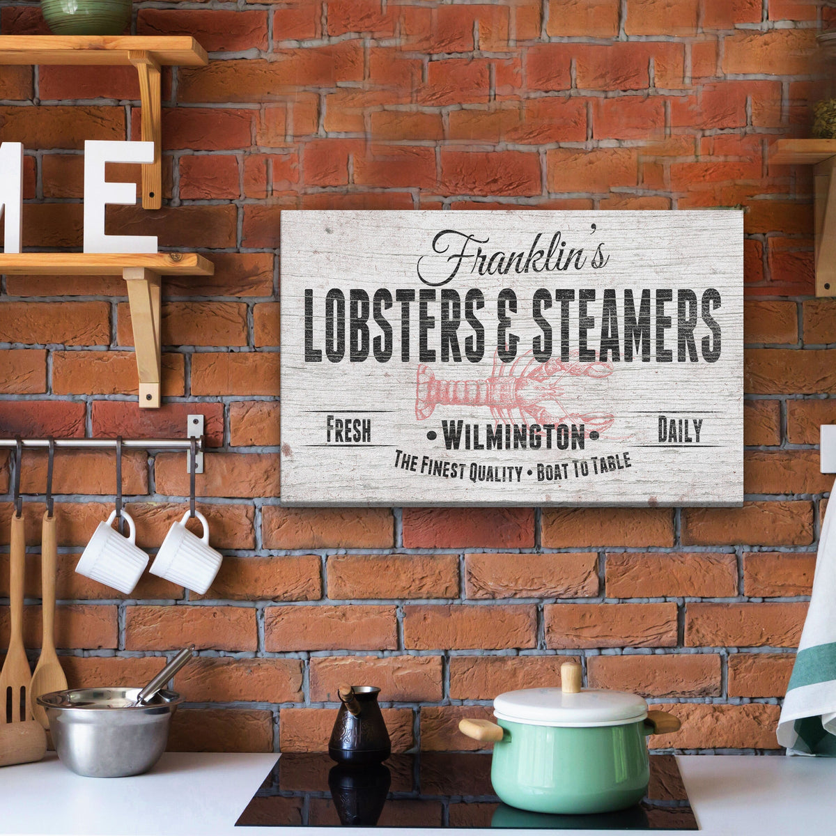 Personalized Lobster & Steamers Restaurant Canvas Sign by Off The Square Designs