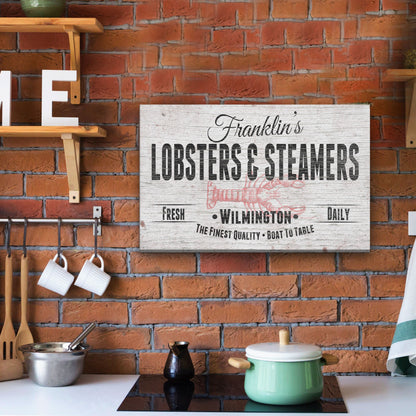 Personalized Lobster & Steamers Restaurant Canvas Sign by Off The Square Designs