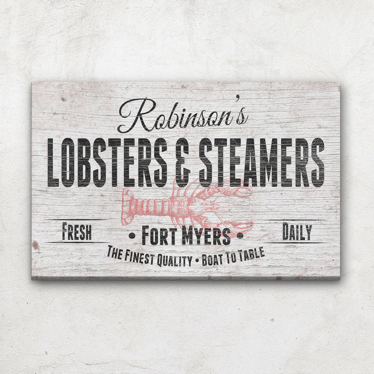 Personalized Lobster & Steamers Restaurant Canvas Sign by Off The Square Designs