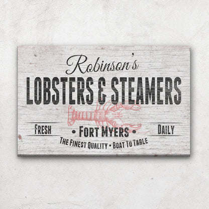 Personalized Lobster & Steamers Restaurant Canvas Sign by Off The Square Designs