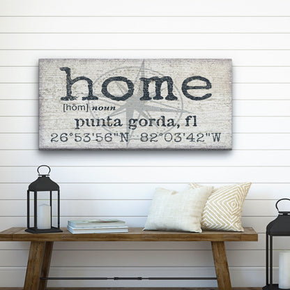 Personalized Home Compass Coordinates Canvas Wall Sign by Off The Square Designs
