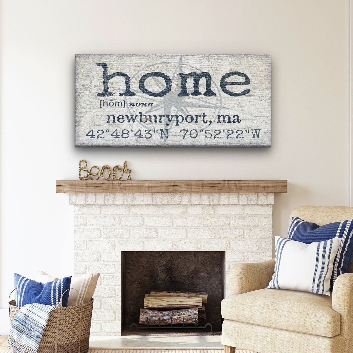 Personalized Home Compass Coordinates Canvas Wall Sign by Off The Square Designs