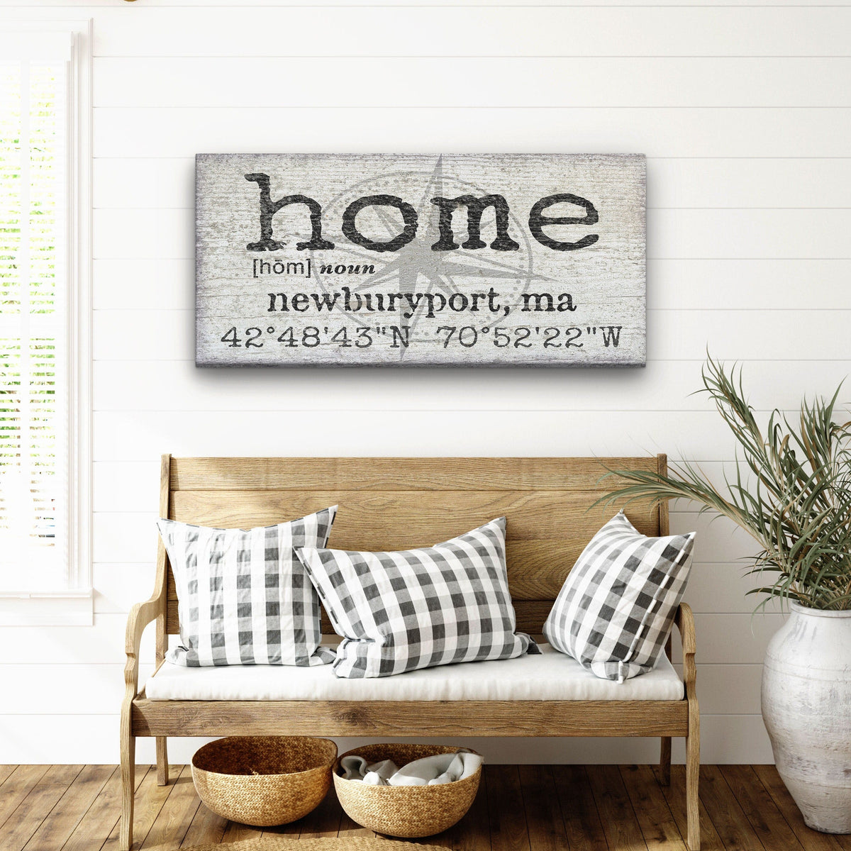 Personalized Home Compass Coordinates Canvas Wall Sign by Off The Square Designs