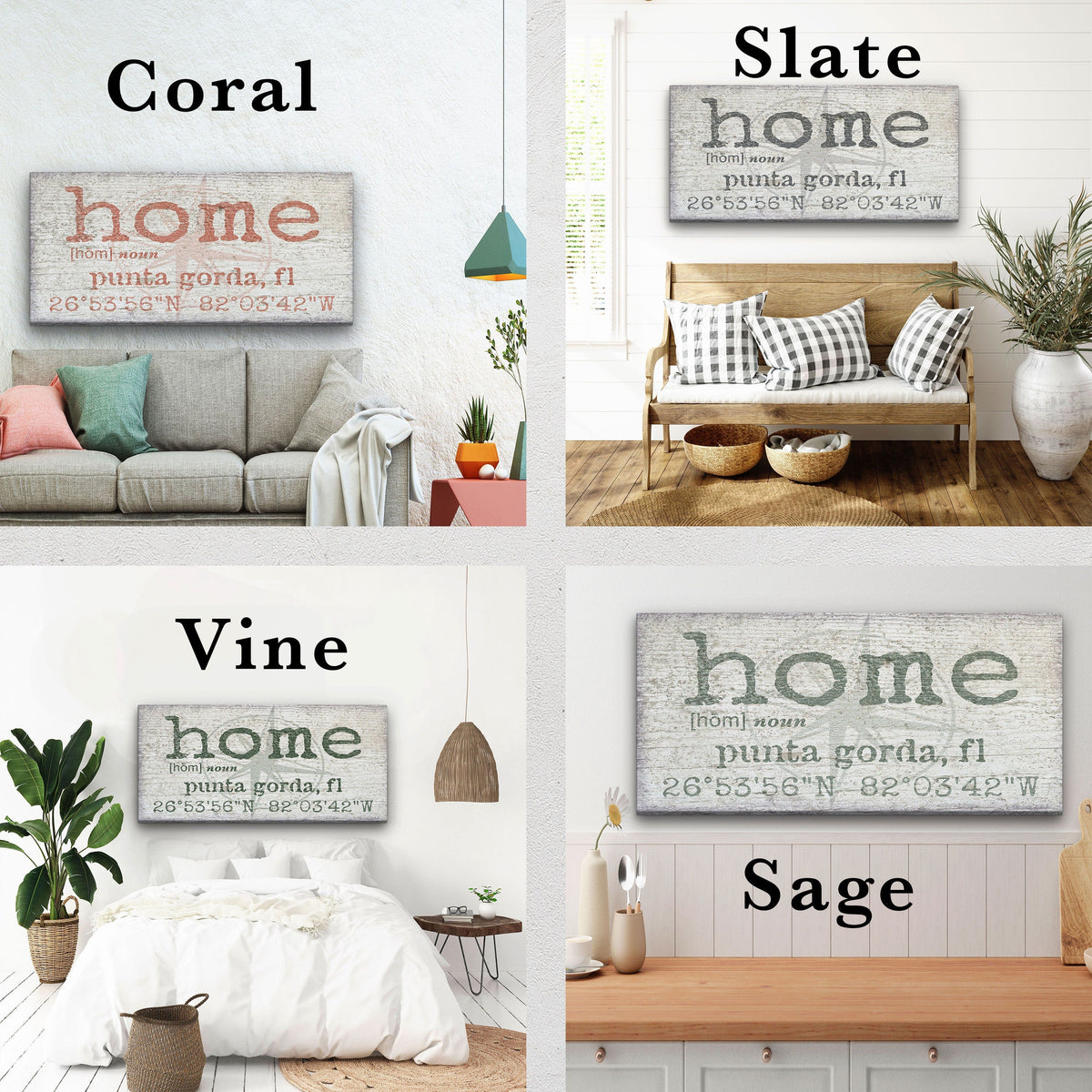 Personalized Home Compass Coordinates Canvas Wall Sign by Off The Square Designs