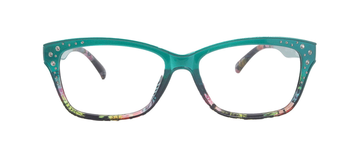 Miriam (Premium) Reading Glasses, High End Readers, Magnifying Glasses (Square) Women Rhinestone bling (Teal Blue) NY Fifth Avenue by NY Fifth Avenue