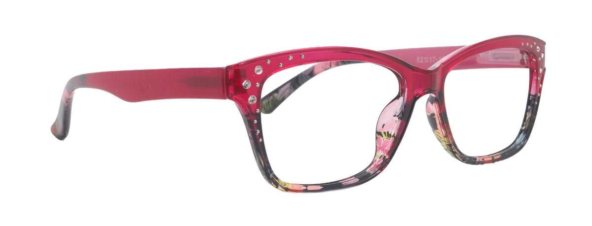 Miriam (Premium) Reading Glasses, High End Readers, Magnifying Glasses (Square) Women Rhinestone bling (Dark Pink) NY Fifth Avenue by NY Fifth Avenue