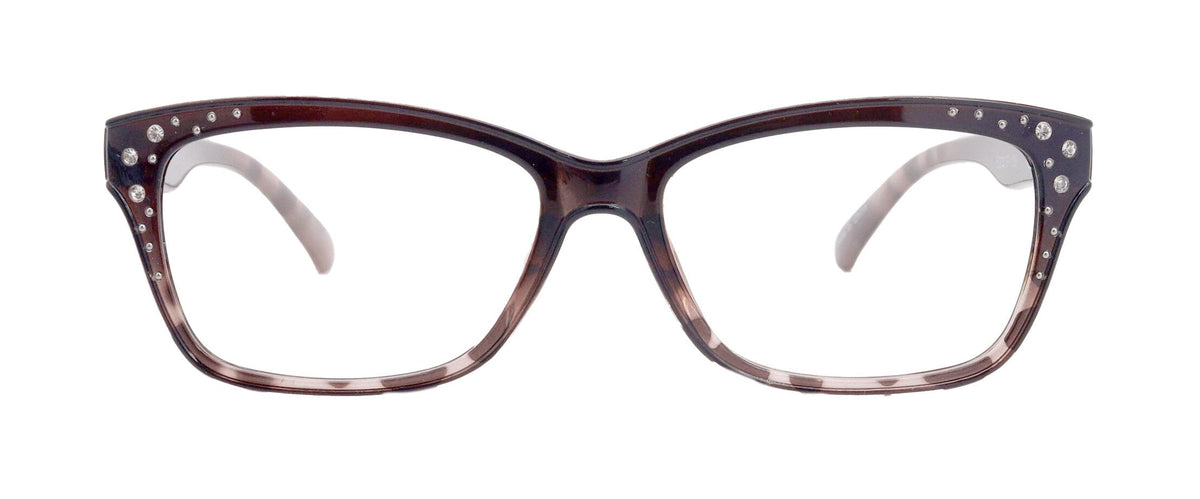 Miriam (Premium) Reading Glasses, High End Readers, Magnifying Glasses (Square) Women Rhinestone bling (Brown) NY Fifth Avenue by NY Fifth Avenue