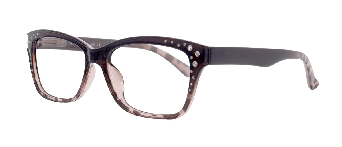 Miriam (Premium) Reading Glasses, High End Readers, Magnifying Glasses (Square) Women Rhinestone bling (Brown) NY Fifth Avenue by NY Fifth Avenue