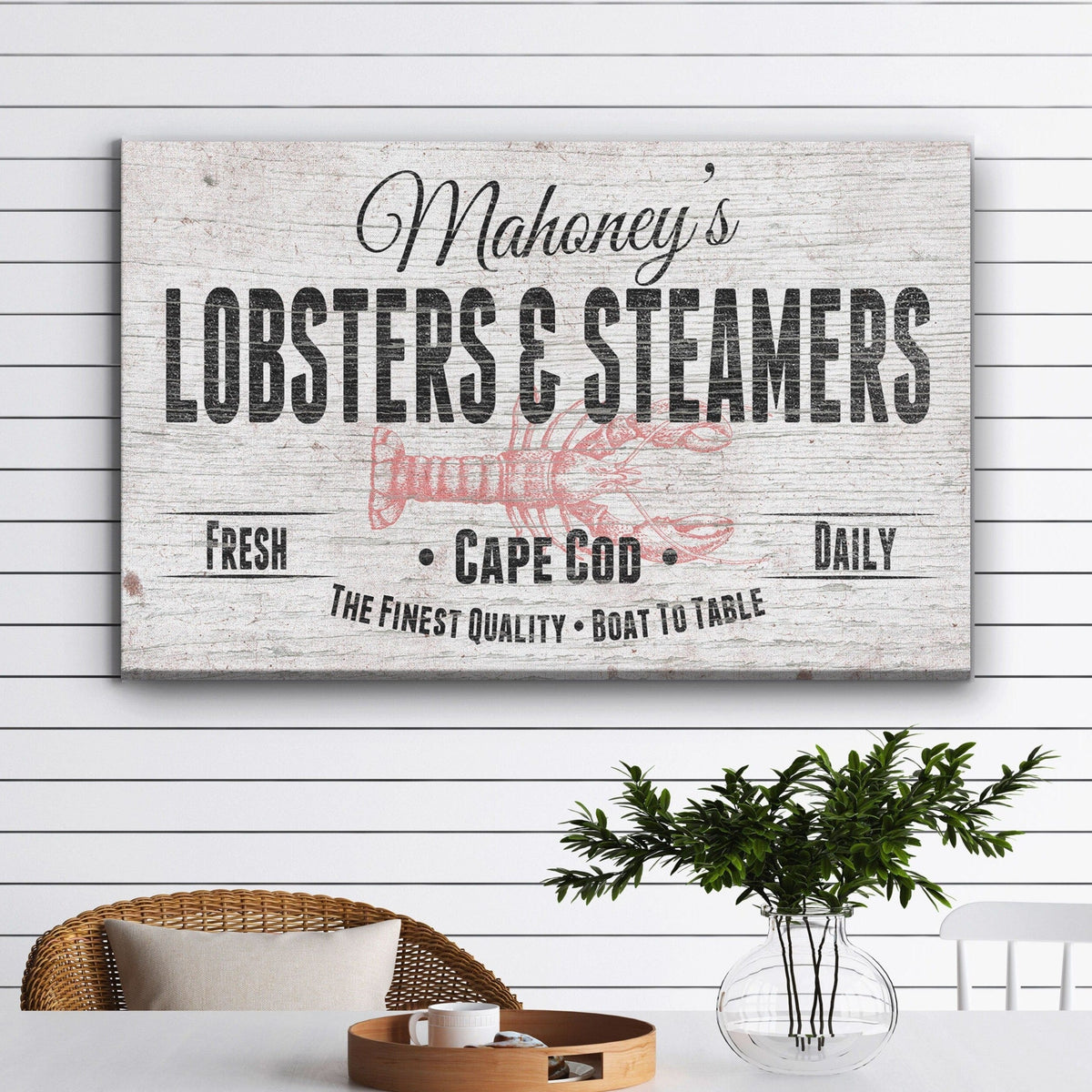 Personalized Lobster & Steamers Restaurant Canvas Sign by Off The Square Designs