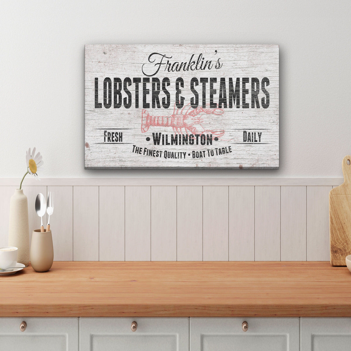 Personalized Lobster & Steamers Restaurant Canvas Sign by Off The Square Designs