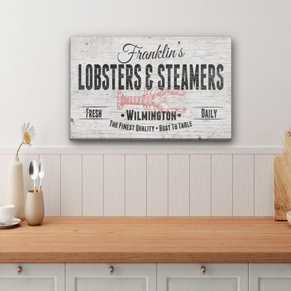 Personalized Lobster & Steamers Restaurant Canvas Sign by Off The Square Designs