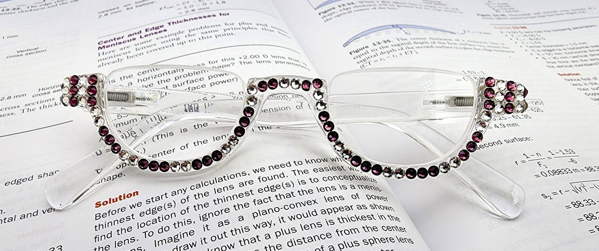 Half Moon, (Bling) Reading Glasses For Woman Adorned W (Clear, Amethyst) Genuine European Crystals, (Translucent) Lower Nose NY Fifth Avenue by NY Fifth Avenue