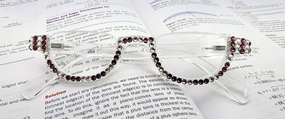 Half Moon, (Bling) Reading Glasses For Woman Adorned W (Clear, Amethyst) Genuine European Crystals, (Translucent) Lower Nose NY Fifth Avenue by NY Fifth Avenue