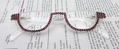 Half Moon, (Bling) Reading Glasses For Woman Adorned W (Purple) Genuine European Crystals, (Translucent) Lower Nose Frame, NY Fifth Avenue by NY Fifth Avenue