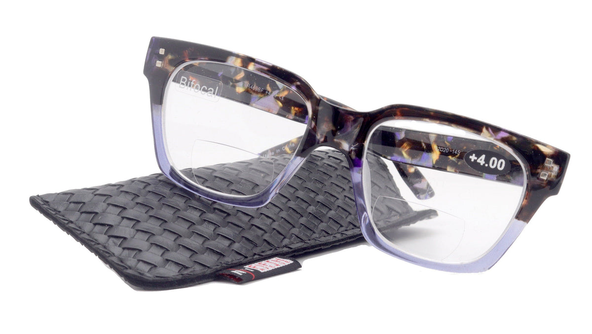 Ravello Line Bifocal Premium Reading Glasses, High-End Readers, Magnifying, Fashion Square (Purple Black Tortoise) NY Fifth Avenue by NY Fifth Avenue