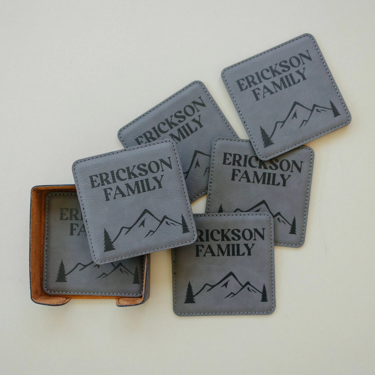 Wedding Gift | Custom Coaster Set | Bridal Shower Gift | Personalized Wedding Gift For Couple | Housewarming Gift | Set Of 6 by Joyful Moose