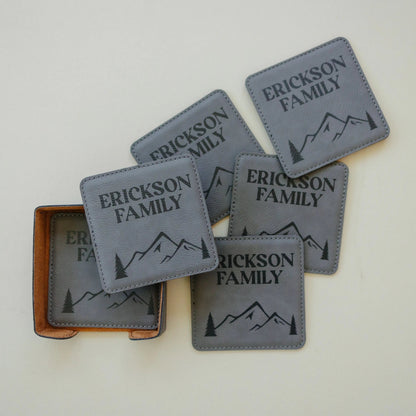 Wedding Gift | Custom Coaster Set | Bridal Shower Gift | Personalized Wedding Gift For Couple | Housewarming Gift | Set Of 6 by Joyful Moose