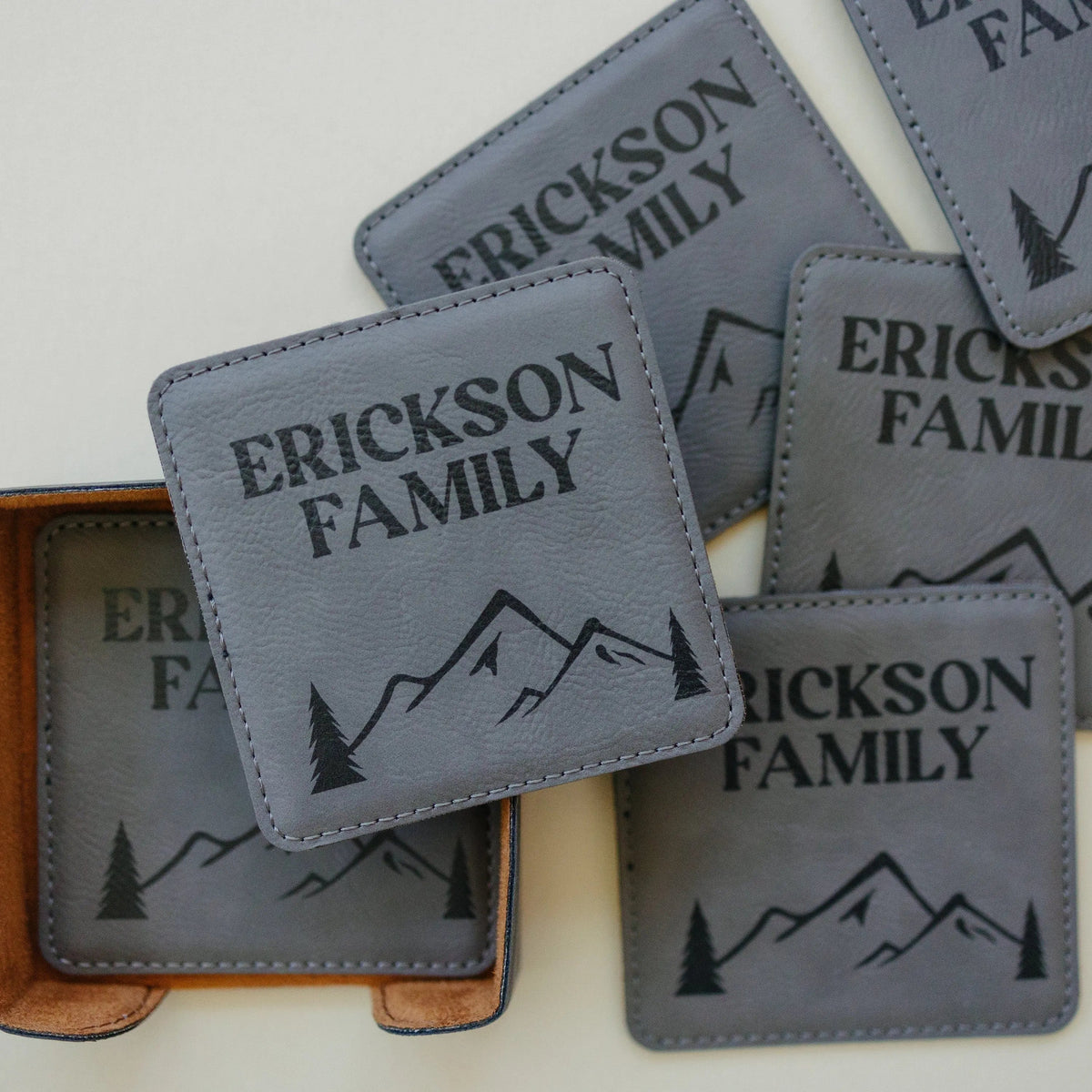 Wedding Gift | Custom Coaster Set | Bridal Shower Gift | Personalized Wedding Gift For Couple | Housewarming Gift | Set Of 6 by Joyful Moose