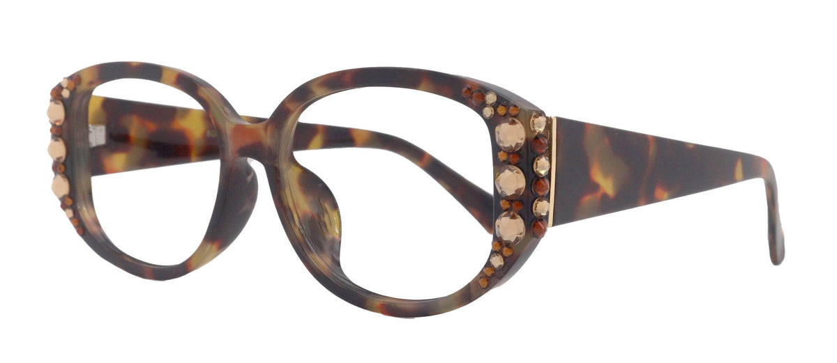Petunia Bling Reading Glasses, Copper W Brown, Large Frame, High End Readers, Bifocal, Sun readers, Trendy Style, NY Fifth Avenue by NY Fifth Avenue