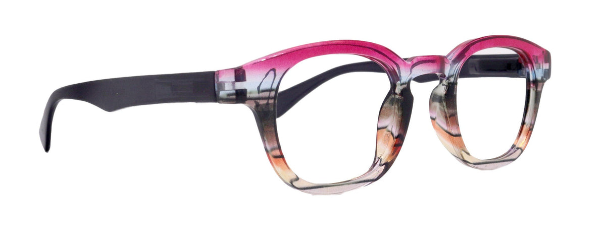 Sorbet Premium Reading Glasses High End Readers +1.25 .. +4.00 (Rose, Brown Transparent) Round Optical Frames. NY Fifth Avenue. by NY Fifth Avenue
